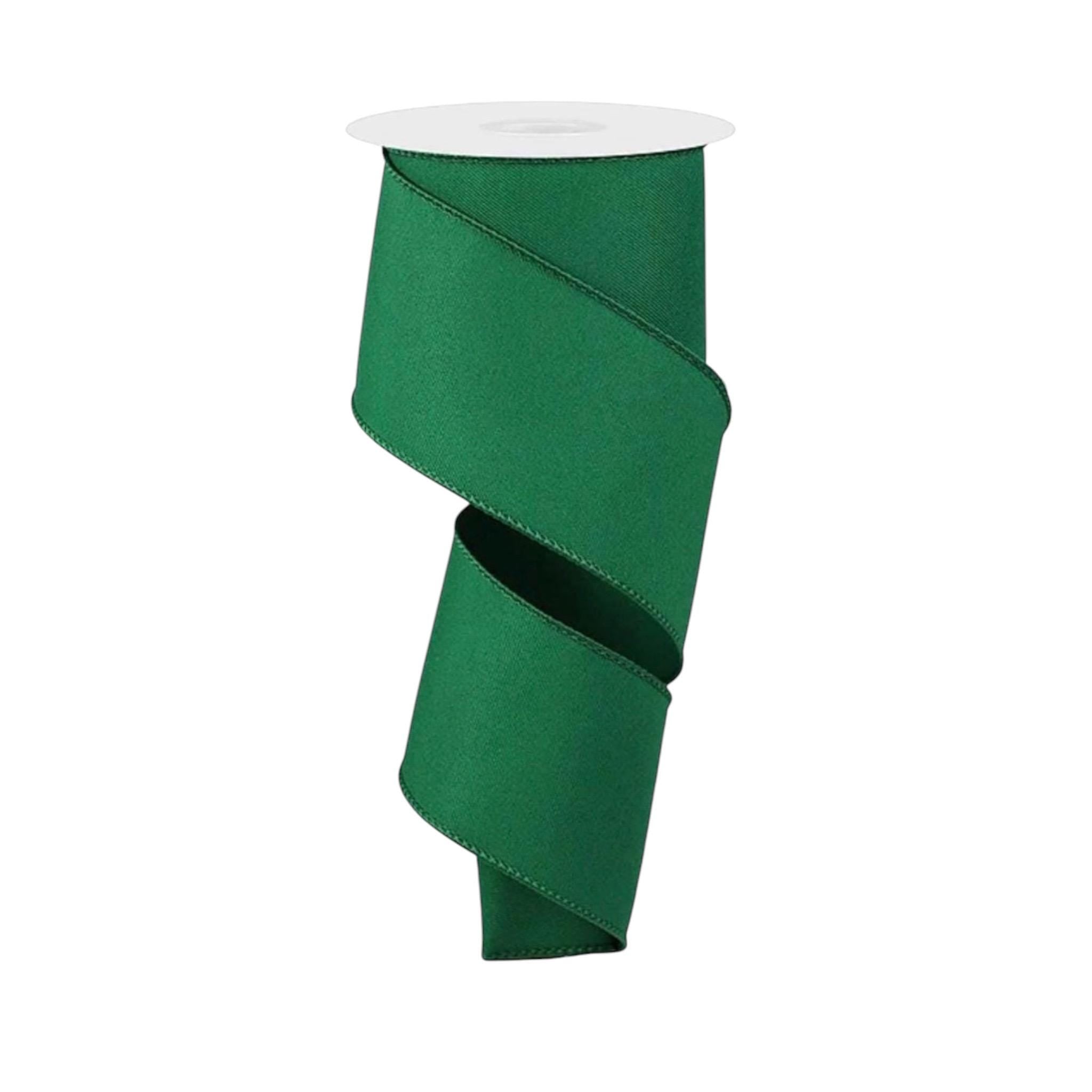 Emerald Green Wired Ribbon Solid Christmas Ribbon Wreath Bow Ribbon 2.5 Inch 10 Yards