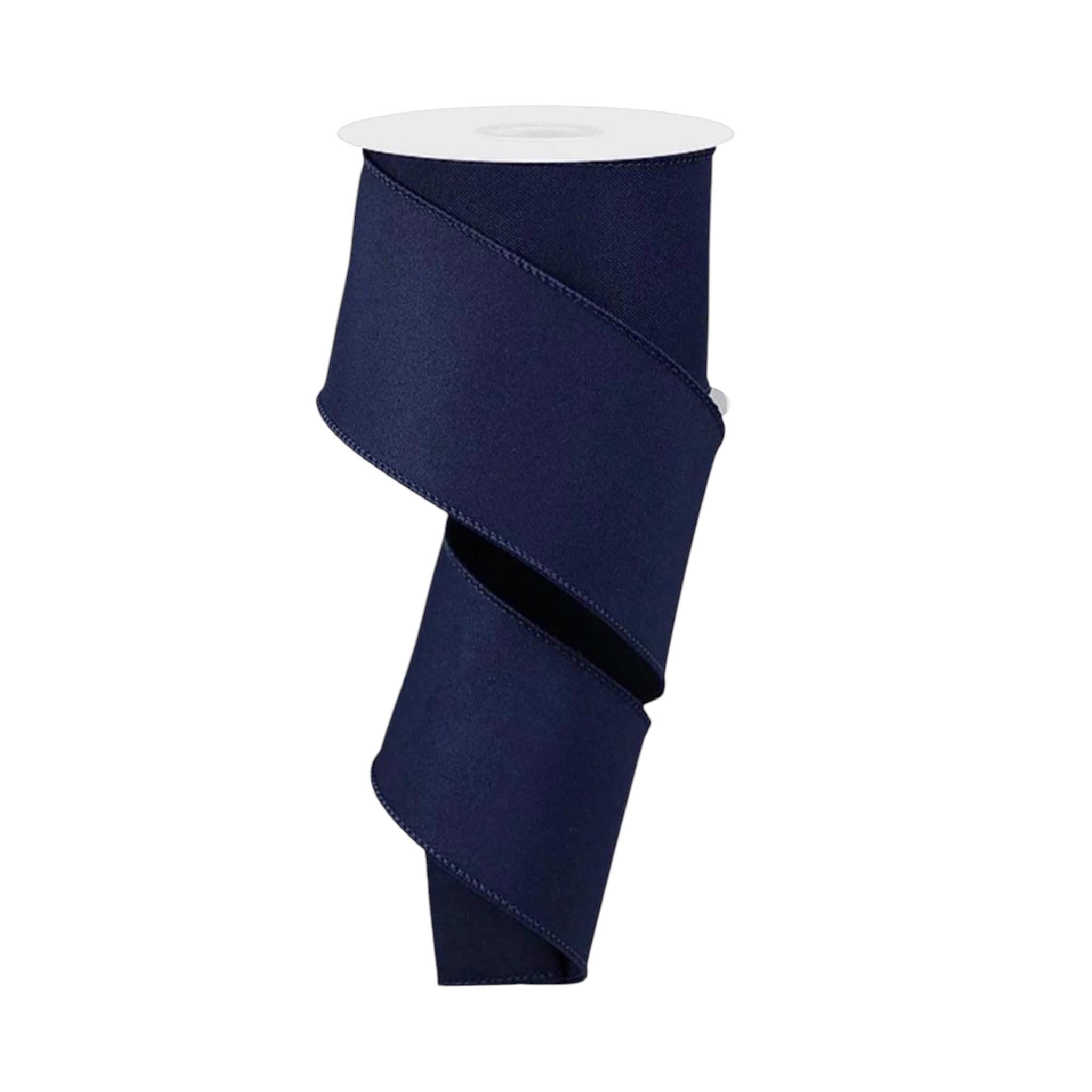 Navy Blue Wired Ribbon Solid Navy Christmas Ribbon Wreath Ribbon Bow Making