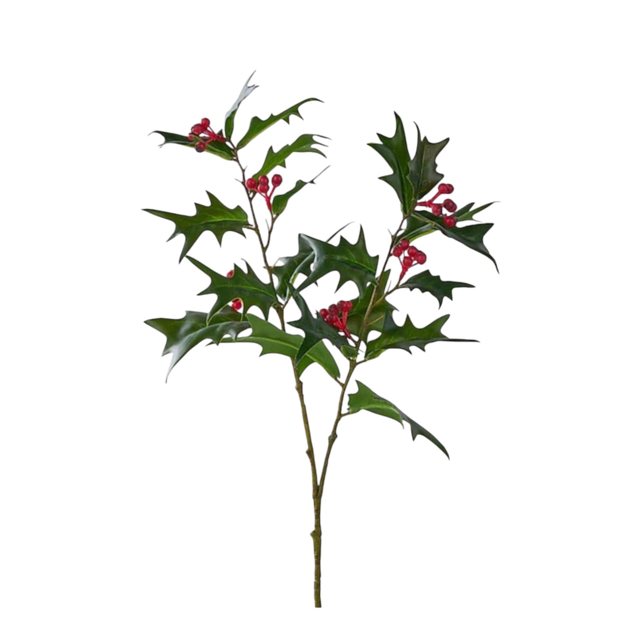 Christmas Tree Decor Holly Berry Spray Greenery with Red Berries Holiday Floral Stem
