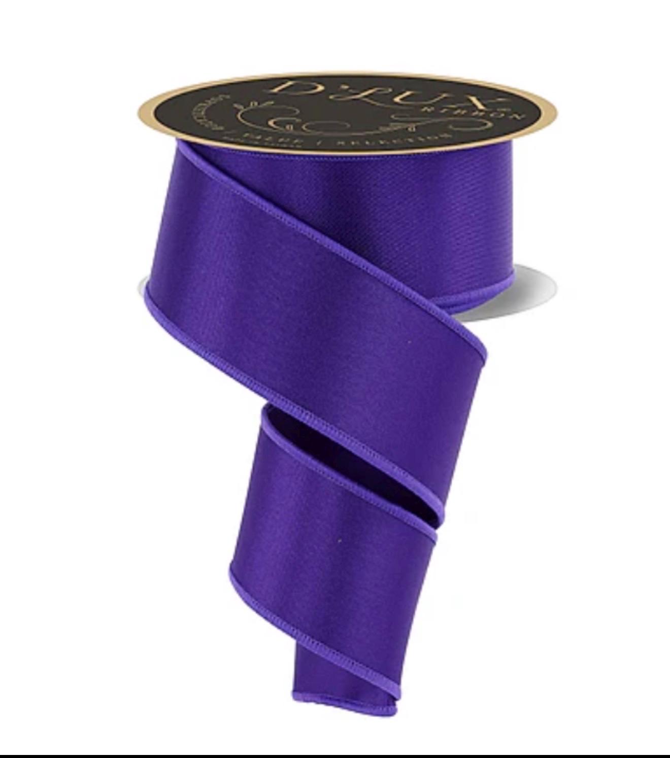 Purple Wired Ribbon | Solid Designer Ribbon for Wreaths Bows & Decor