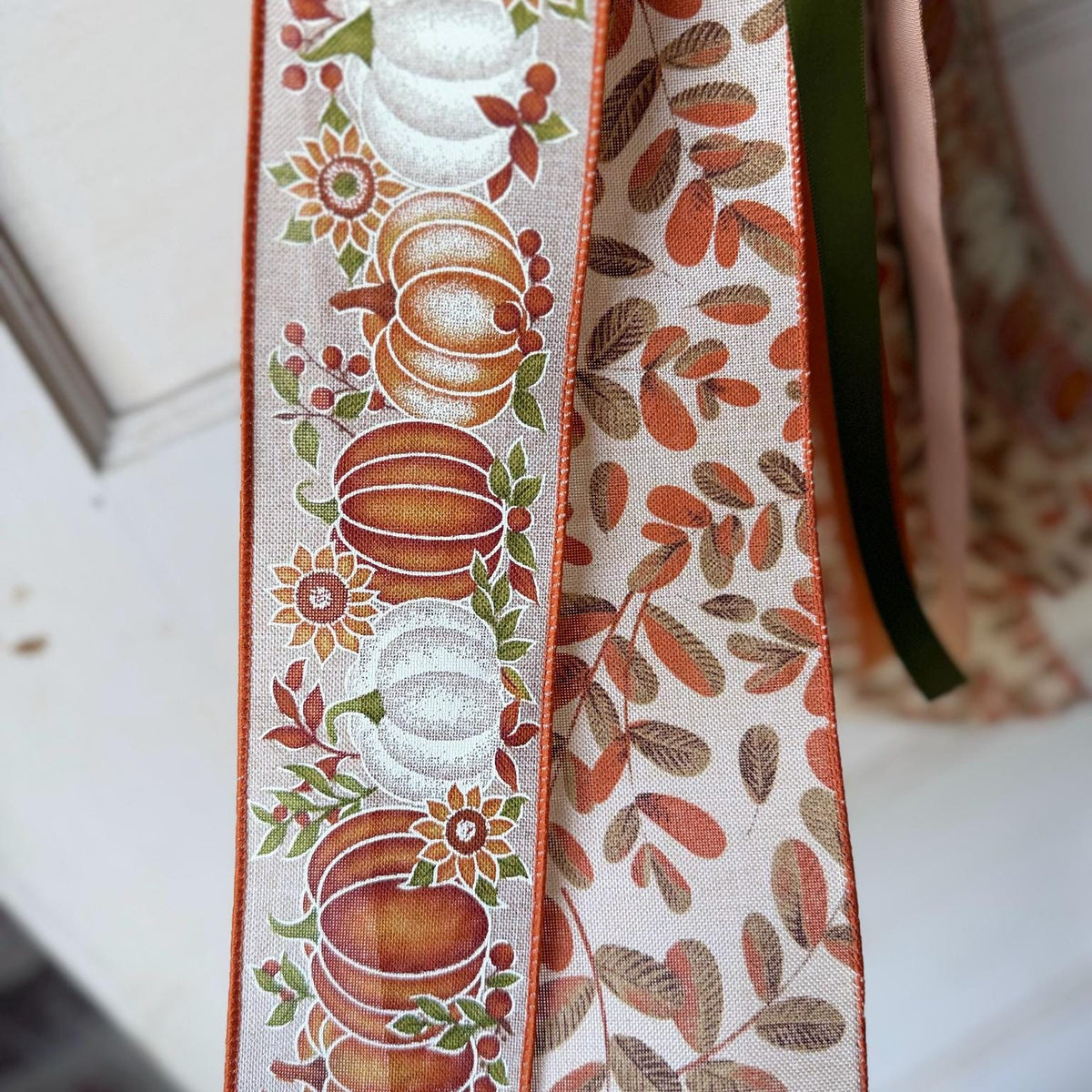 Fall Wreath Sash Pumpkin Wreath Sash Front Door Decor Autumn Door Bow Harvest Wreath Decor