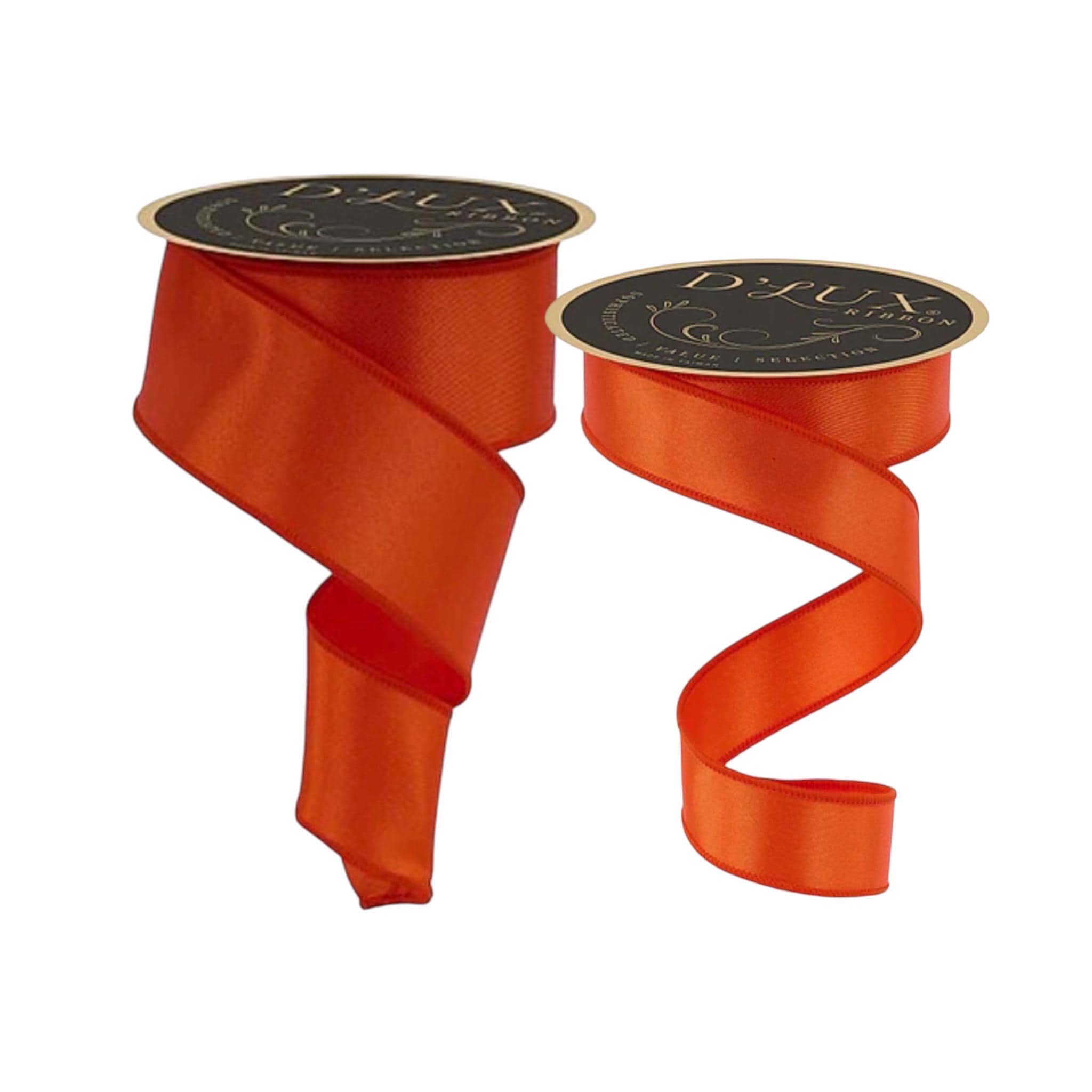 Orange Satin Wired Ribbon Halloween Ribbon Fall Ribbon Wreath Making Ribbon Bow Making Ribbon Craft Supply