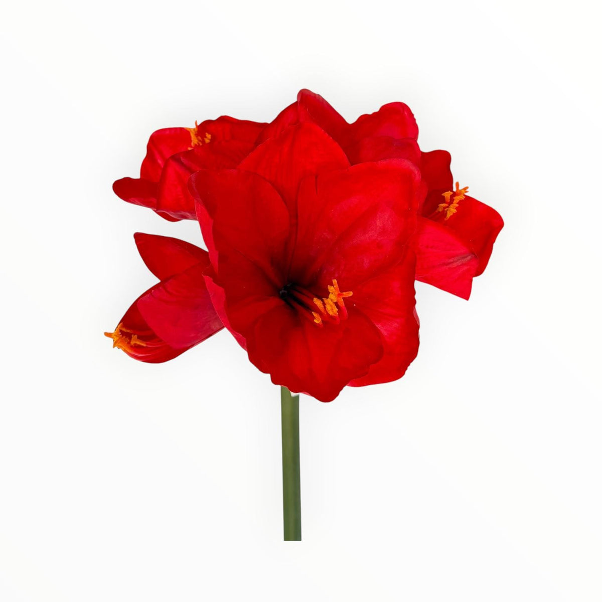 Artificial Amaryllis Stem Real Touch Red Christmas Floral Stem Holiday Arrangement Flower