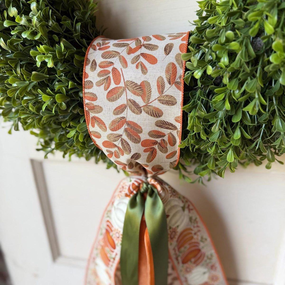 Fall Wreath Sash Pumpkin Wreath Sash Front Door Decor Autumn Door Bow Harvest Wreath Decor