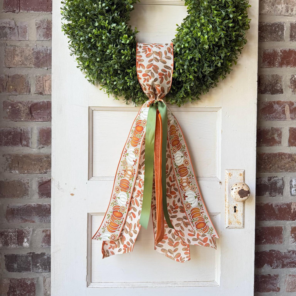 Fall Wreath Sash Pumpkin Wreath Sash Front Door Decor Autumn Door Bow Harvest Wreath Decor