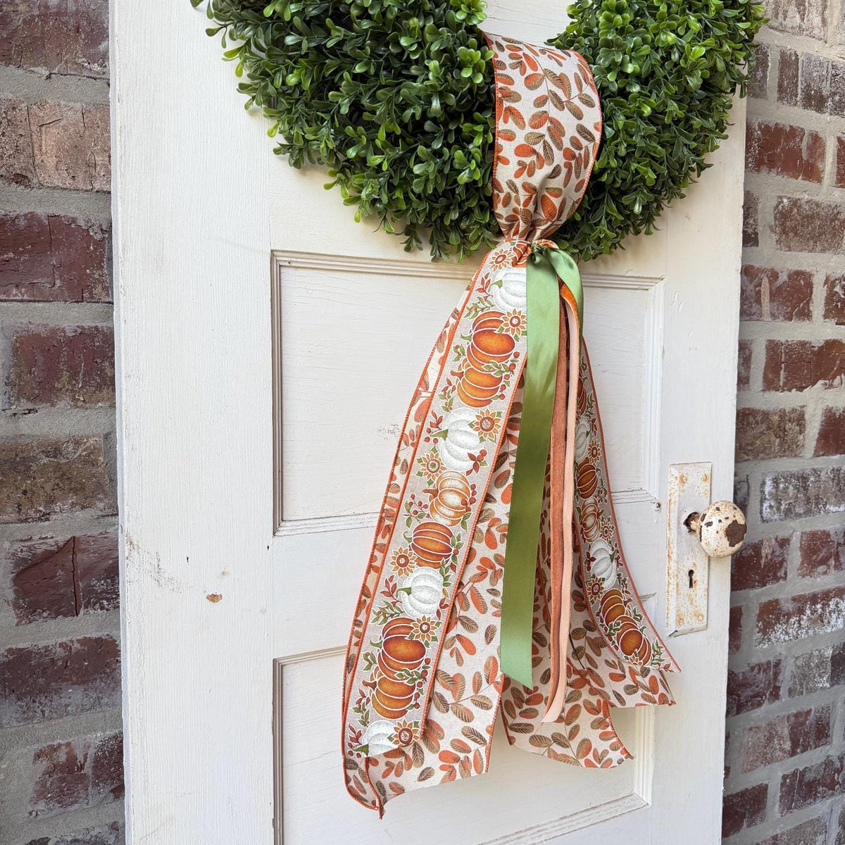Fall Wreath Sash Pumpkin Wreath Sash Front Door Decor Autumn Door Bow Harvest Wreath Decor