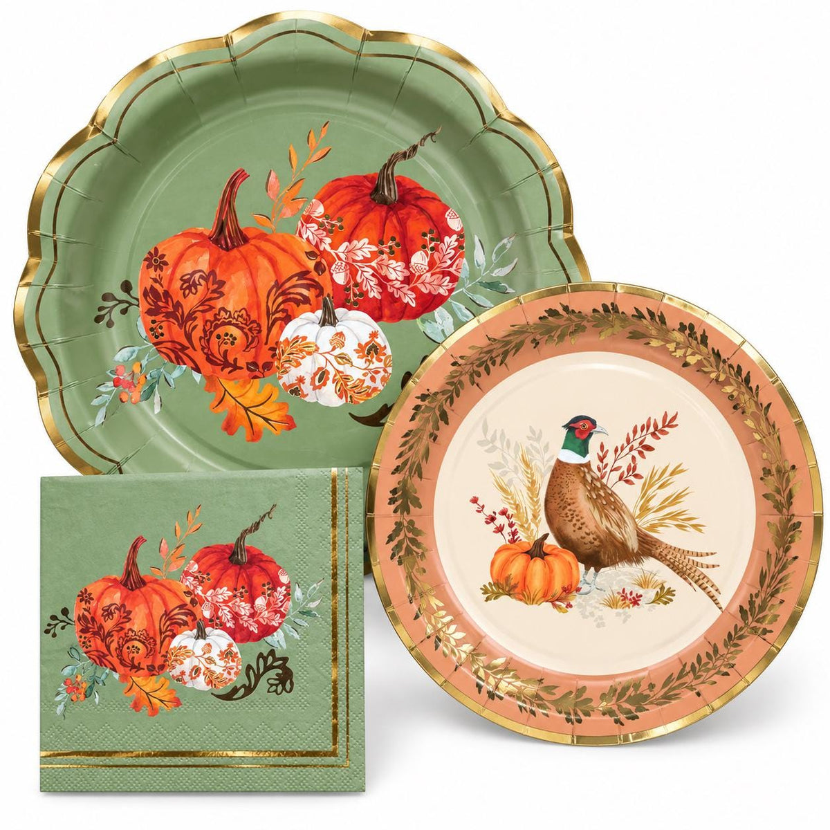 Thanksgiving Paper Plate Pumpkin Dinner Plates Dessert Plates Napkins Fall Tableware Decor