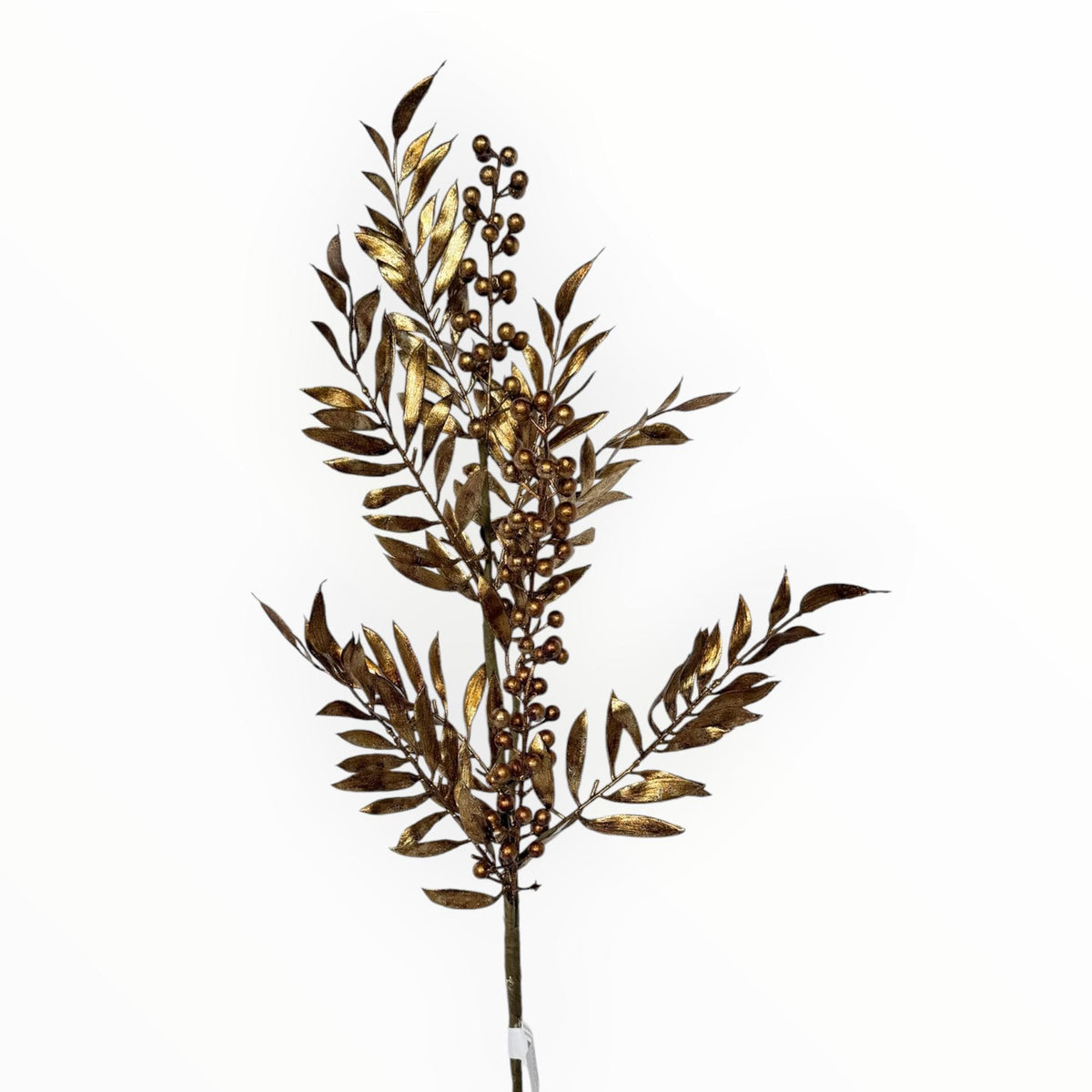 Gold Pepper Berry Stem Metallic Floral Spray Fall Christmas Decor Holiday Stem Mantel Vase Wreath Supply