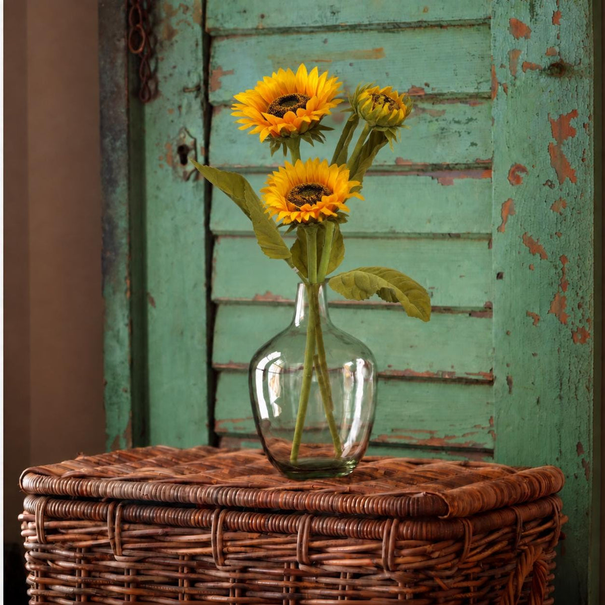 Sunflower Stem Fall Floral Pick Yellow Sunflower Spray 22 Inch Artificial Flower Stem Autumn Wreath Floral Arrangement