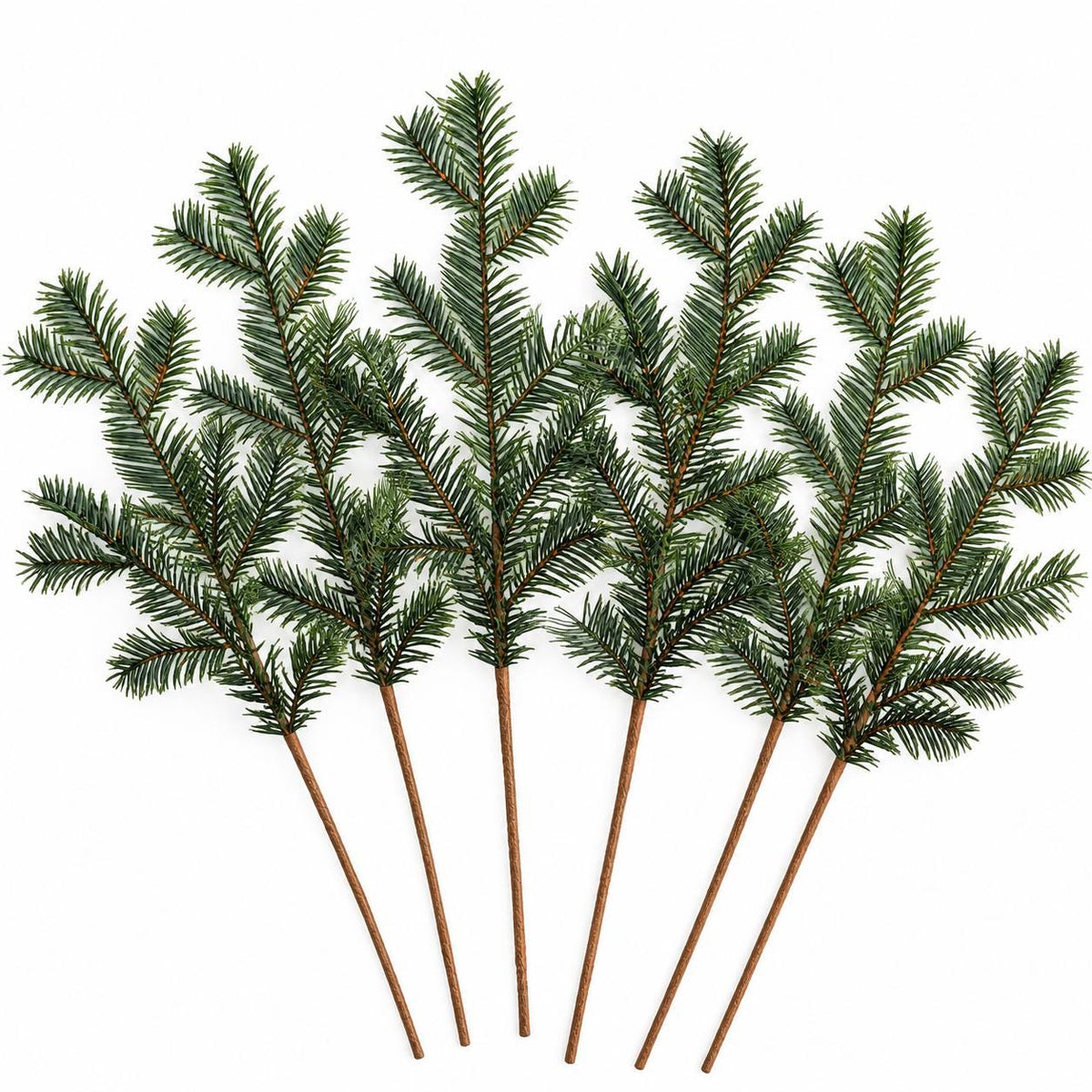 Set of 6 Real Touch Balsam Pine Sprays 23.5 Inch Christmas Greenery Stems Wreath Garland Mantel Tree Decor