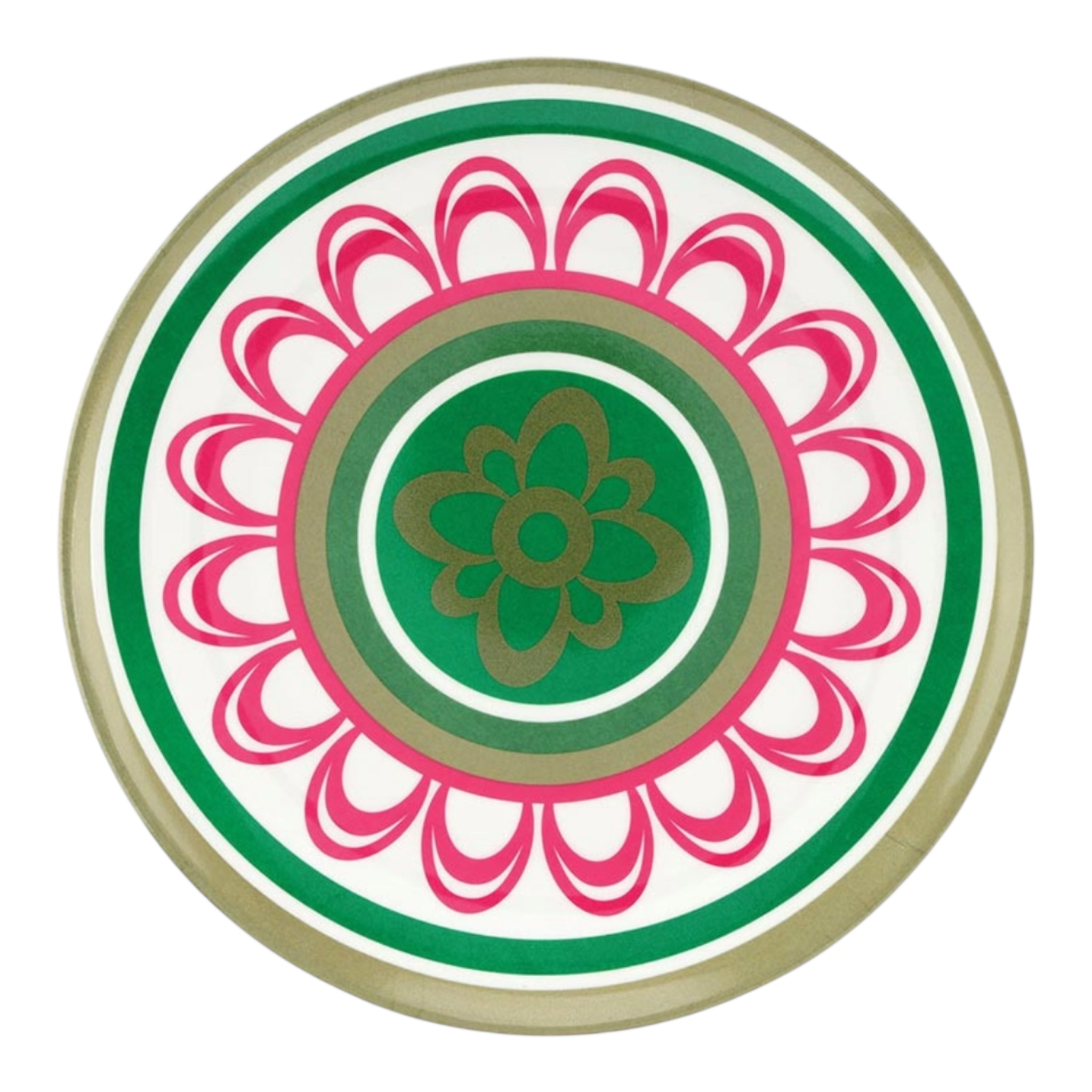 Mahjong Melamine Plates Set of 4 Pink Green Dinner Plates for Entertaining and Game Night