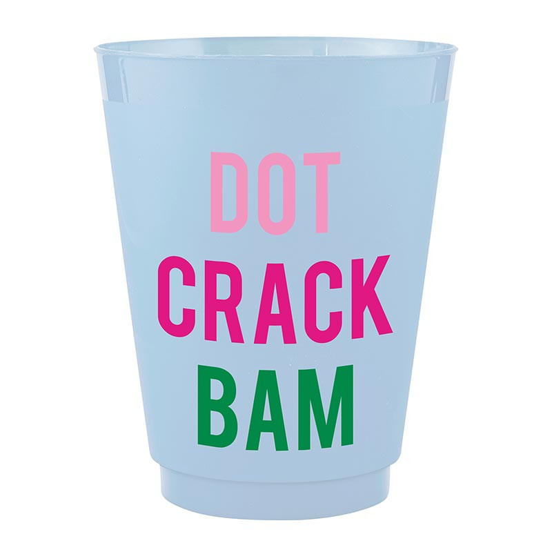 Mahjong Frosted Cups 16oz Light Blue, Dot Crack Bam Party Cups Set of 8, Mahjong Party Drinkware Gift