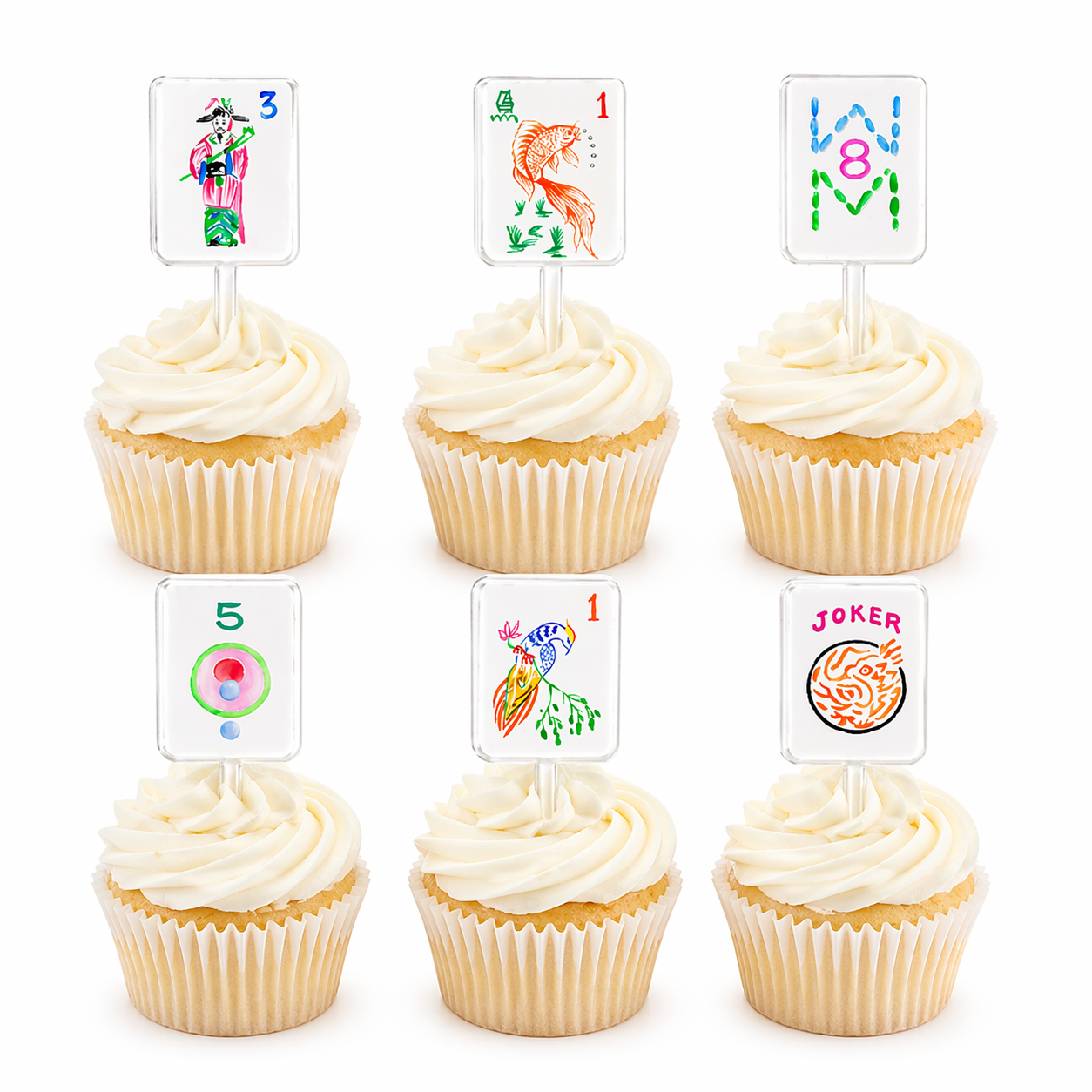 Mahjong Acrylic Cupcake Picks Set of 6