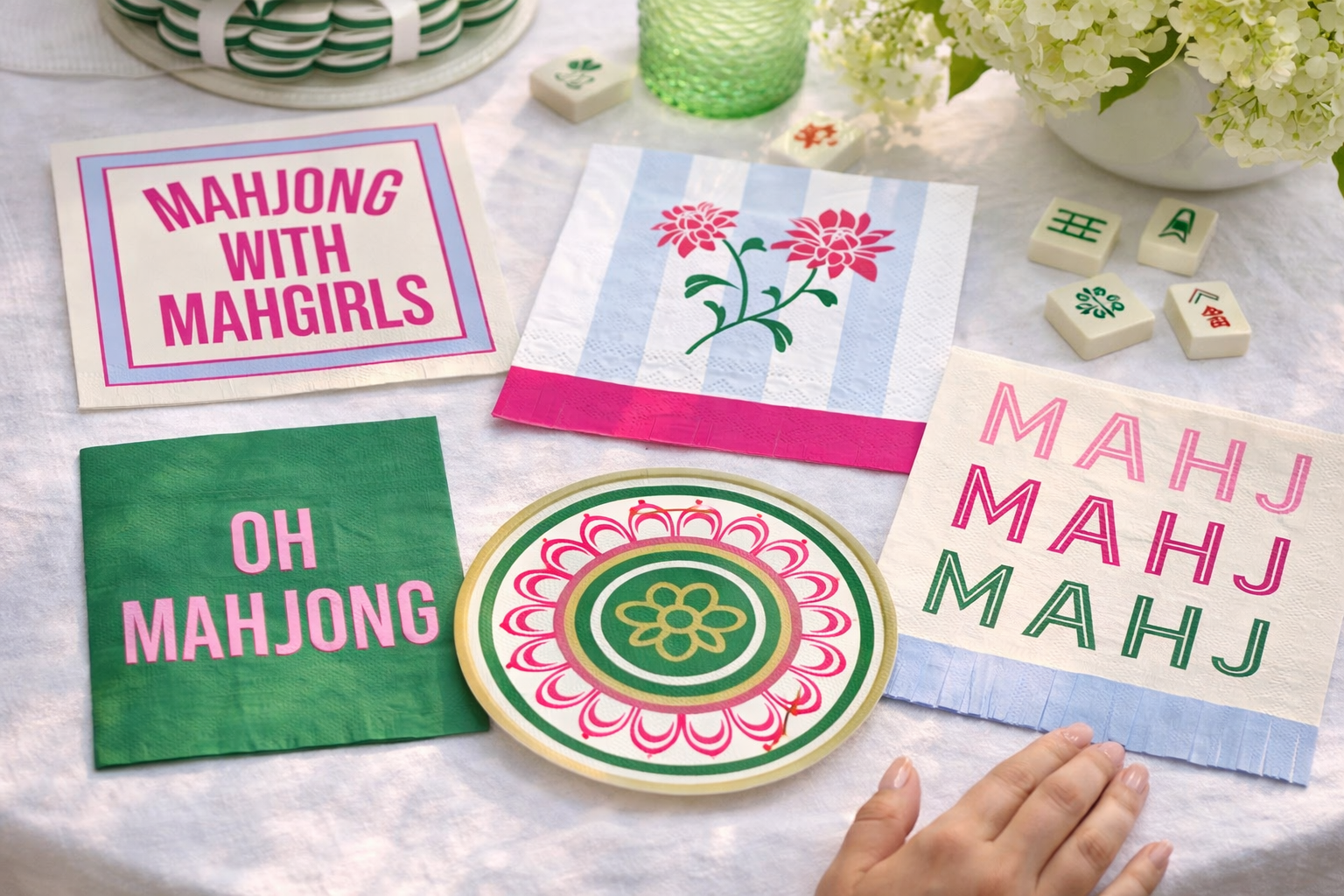 Oh Mahjong Beverage Napkins | 20ct Mahjong Party Supplies