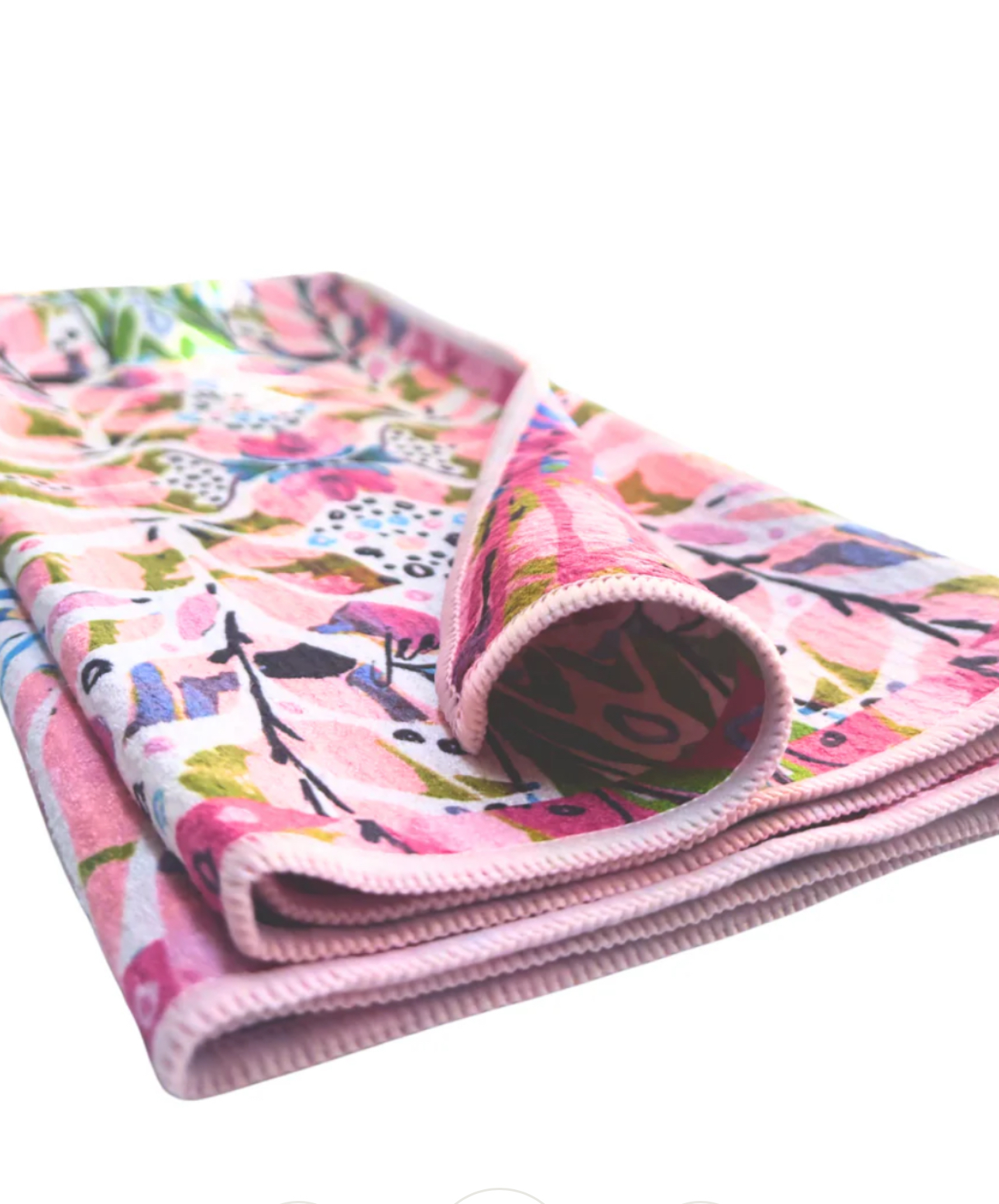 Pink Floral Double-Sided Tea Towel