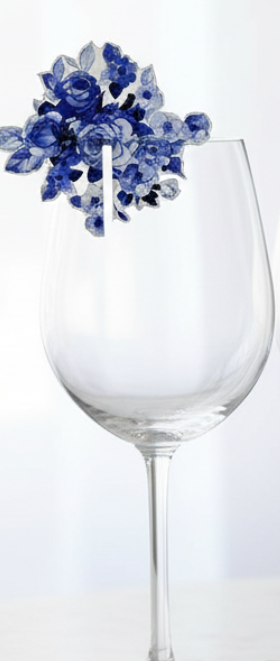 Blue & White Blooms Acrylic Drink Clip Combo