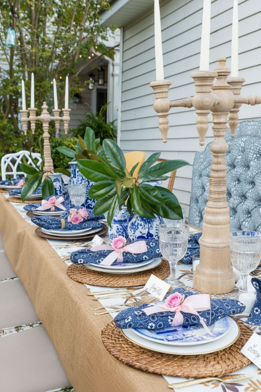 Pink Ribbon & Roses Tablescape