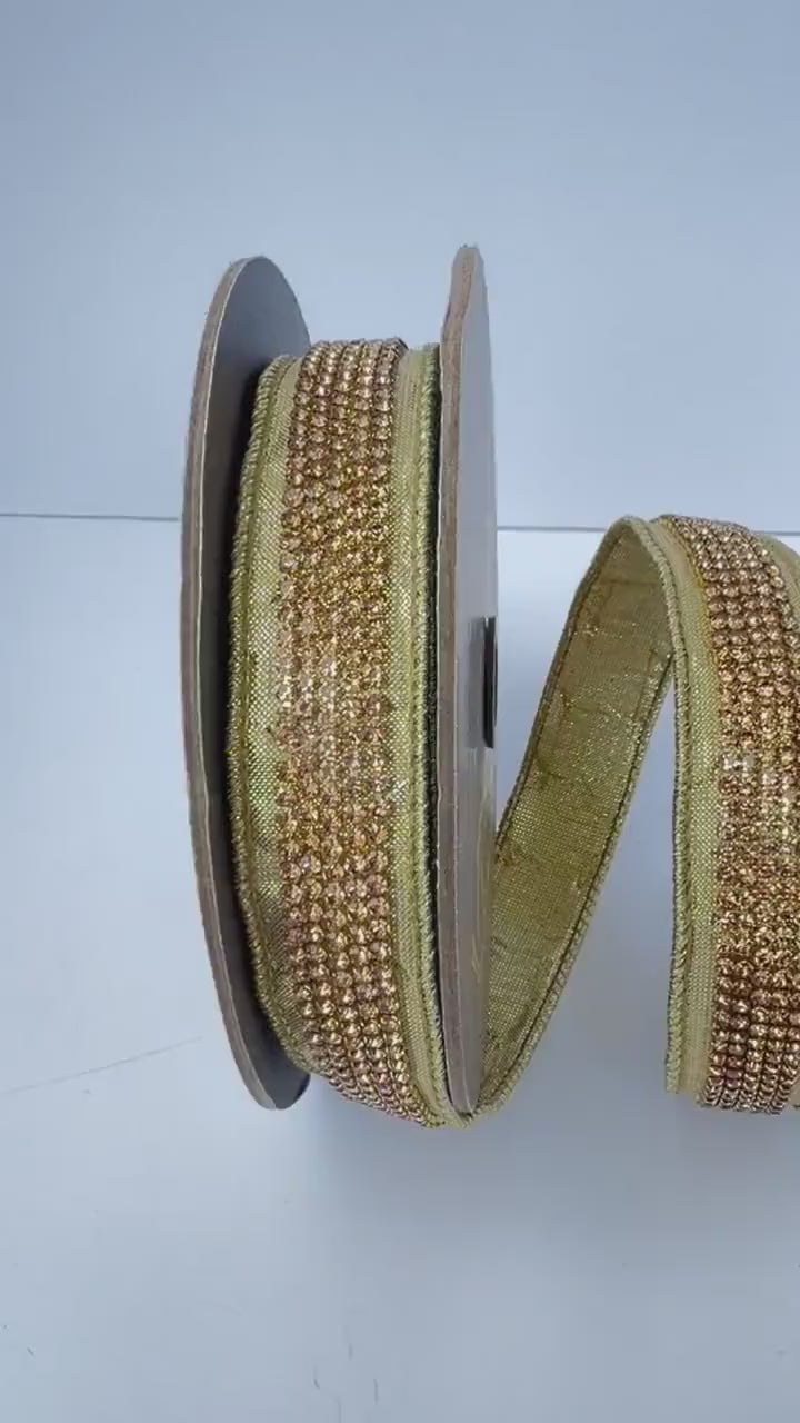 Christmas Ribbon, Wired Ribbon, Gold Copper Metallic Ribbon, Christmas Tree Ribbon, Wreath Ribbon, Luxury Ribbon, D. Stevens