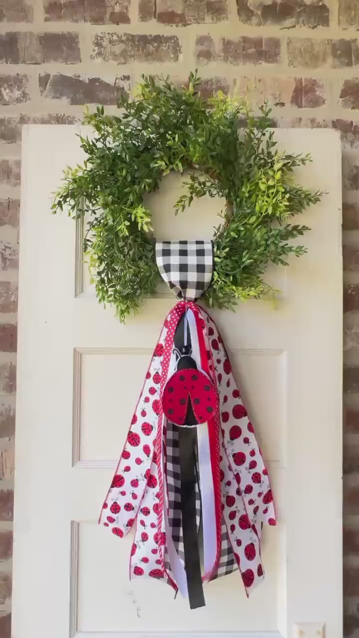 Ladybug Ribbon Sash for Wreath for the Front Door Decor Spring Summer Decor Personalized Custom Sash Wreath Attachments Home Decor