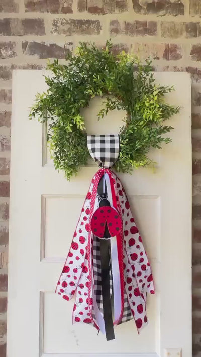 Ladybug Ribbon Sash for Wreath for the Front Door Decor Spring Summer Decor Personalized Custom Sash Wreath Attachments Home Decor