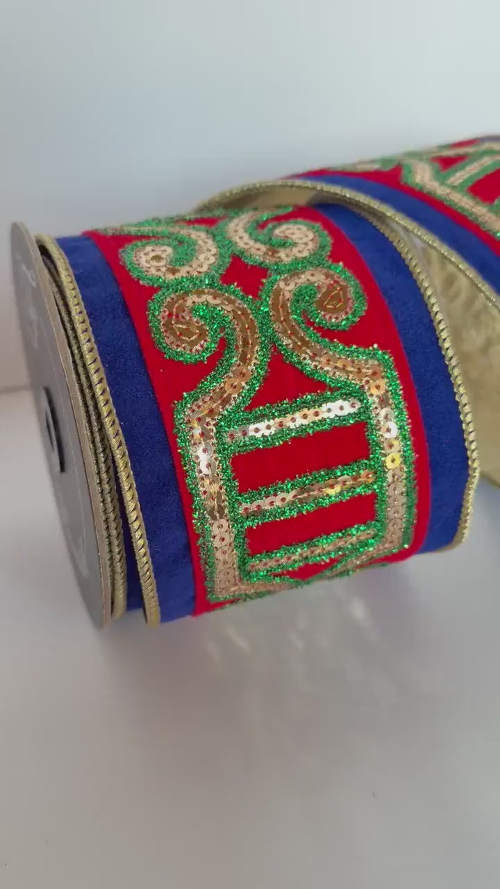 Nutcracker Ribbon Christmas Ribbon Wired Ribbon Wreath Ribbon Designer Ribbon Christmas Bow Ribbon Holiday Decor Farrisilk Ribbon