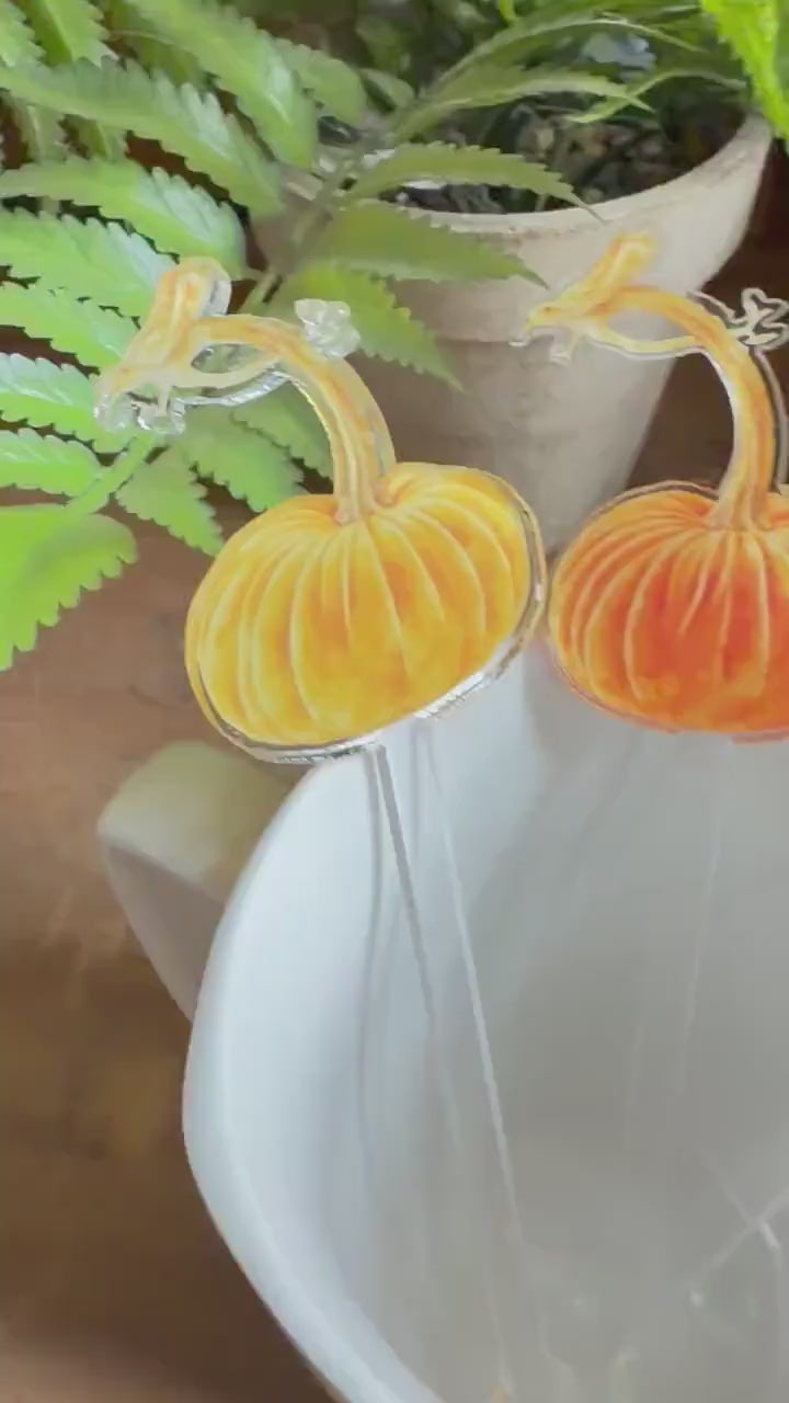 Pumpkin Acrylic Stir Sticks Fall Cocktail Stirrers Thanksgiving Bar Accessories Gourds Halloween Entertaining Hostess Gift Thank you Gift
