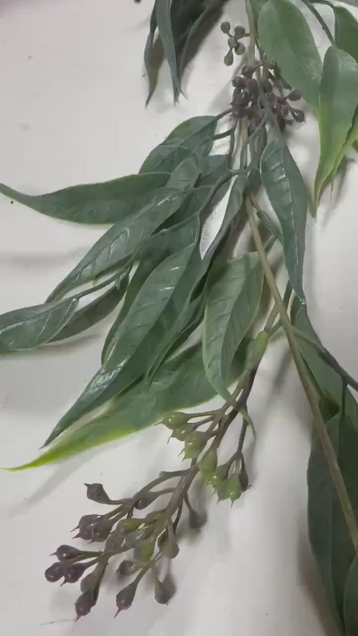 Hanging Seeded Eucalyptus Greenery Artificial Bush Fake Plant Shelf Decor Draping Trailing Faux Greenery for Bookcase Mantel or Basket