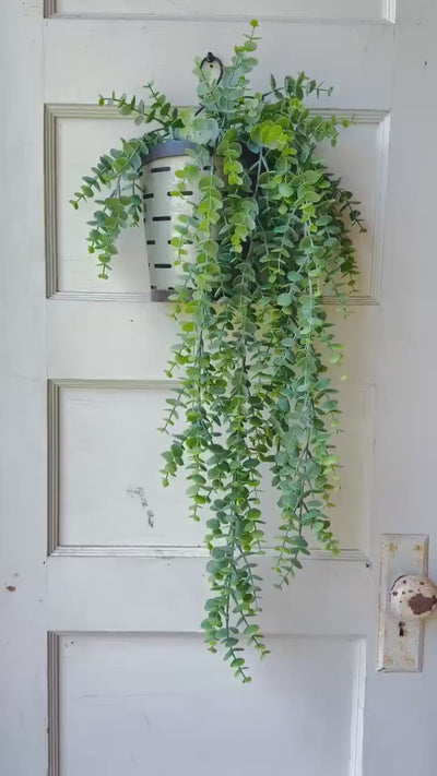 Hanging Eucalyptus Greenery Artificial Bush Fake Plant Shelf Decor Mantel Decor Trailing Faux Greenery for Bookcase Basket