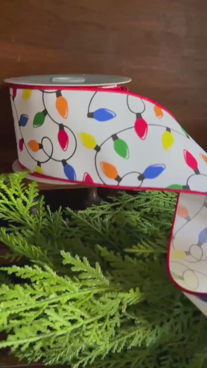 Christmas Light Ribbon, Christmas Ribbon, Holiday Ribbon, Decorative Ribbon for Wreaths, Gift Wrapping Ribbon, Christmas Bow Ribbon