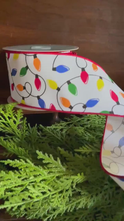 Christmas Light Ribbon, Christmas Ribbon, Holiday Ribbon, Decorative Ribbon for Wreaths, Gift Wrapping Ribbon, Christmas Bow Ribbon
