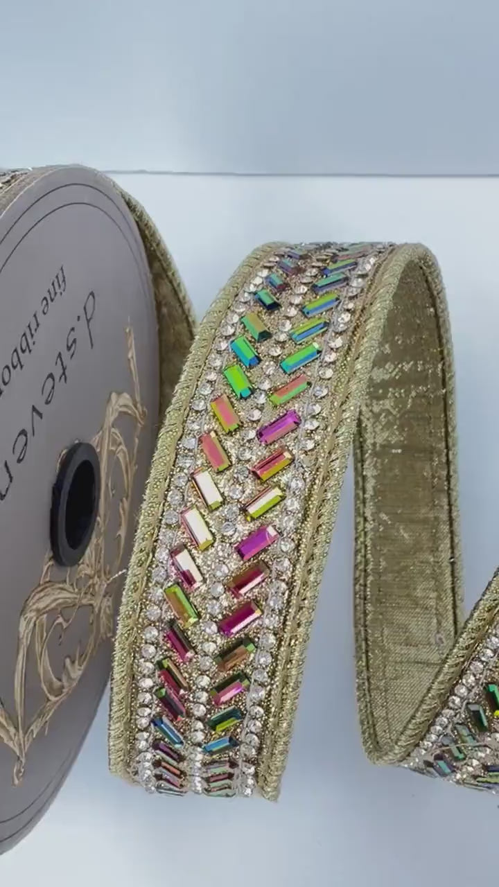 Designer Wired Ribbon, Luxury Ribbon, Wreath Ribbon, Bow Making Ribbon, Pastel Metallic Ribbon, Christmas Ribbon Tree Decor D Stevens Ribbon
