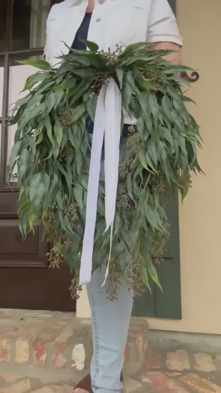 Eucalyptus Wreath for Front Door Year Round Farmhouse Greenery Wreath Neutral Everyday Outdoor Home Decor