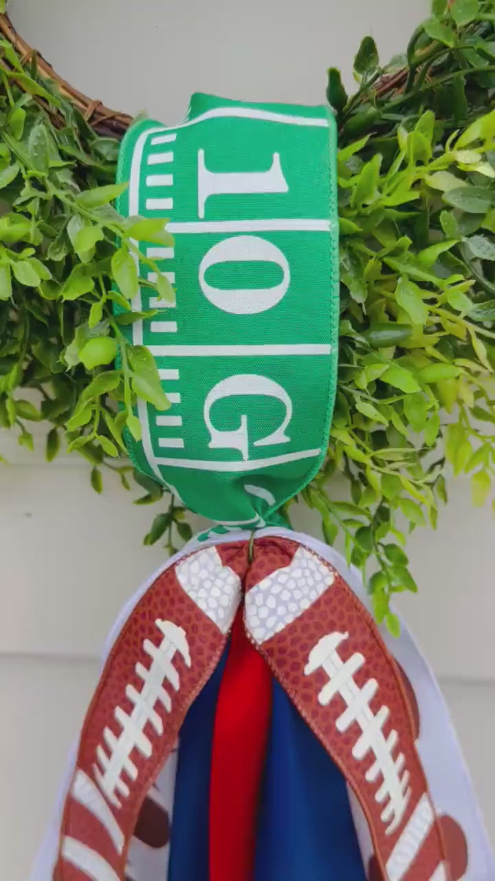 Custom Wreath Sash for Front Door Football Wreath Sash Football Door Hanger Game Day Decor Custom Team Colors Football Ribbon Sash