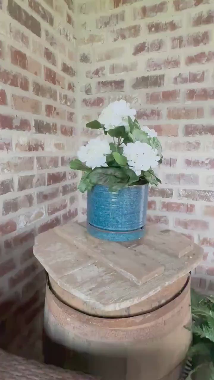 White Geranium Bush - Garden Decor, Porch Planter, Wreath Accent, Artificial White Flowers, center piece, floral arrangement, gift idea