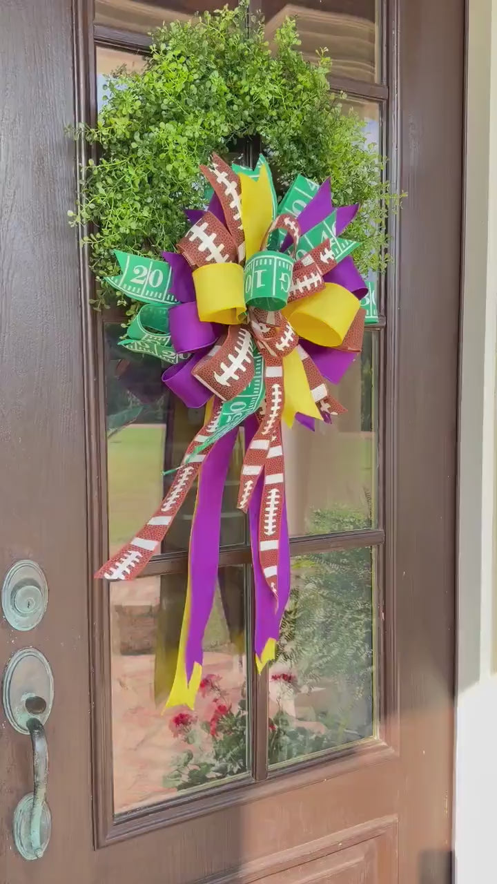 Game Day Wreath Bow Football Bow Front Door Bow Custom Team Colors Wreath Attachment Fall Wreath Bow