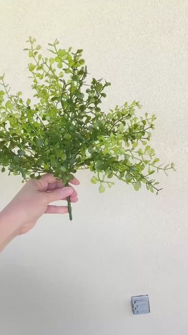 Artificial Button Fern Bush Faux Greenery Stem  Shelf Decor Mantel Decor Floral Arrangement Filler Wreath Greenery