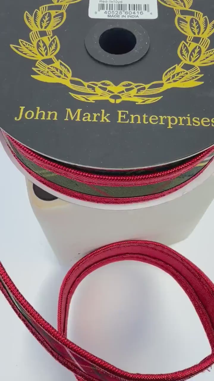Christmas Ribbon, Wired Ribbon, Tartan Ribbon, Designer Ribbon, Wreath Ribbon, Holiday Ribbon, Luxury Ribbon, John Mark Ribbon