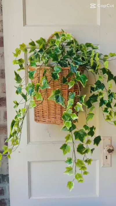 Variegated Ivy Bush Real Touch Faux Greenery Trailing Ivy Stem Front Door Basket Decor Indoor Greenery