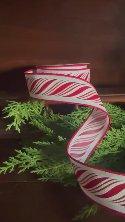 Candy Cane Christmas Ribbon, Peppermint Wired Ribbon, Holiday Ribbon, Bow Making Ribbon, Designer Ribbon, Christmas Decor