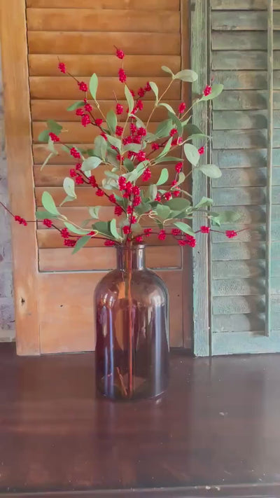 Berry Leaf Sprays Artificial Greenery Stems Decorative Berries for Wreaths Garlands Vases Holiday Floral Arrangement Christmas Berry 28 inch