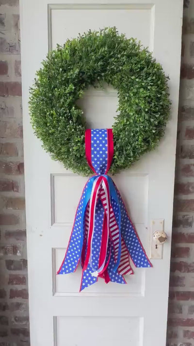 Patriotic Wreath or Reversible Wreath Sash 4th of July Front Door Decor Stars and Stripes Memorial Day Summer Decor