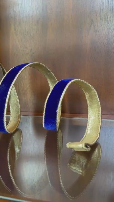 Blue Velvet Wired Ribbon, Luxury Christmas Ribbon, Designer Ribbon for Wreaths, Trees, Garland Holiday Decor D Stevens Ribbon