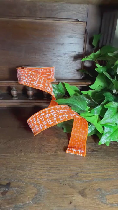 Orange Texture Ribbon Wired Edge Ribbon Fall Ribbon Halloween Ribbon Wreath Ribbon Bow Making Ribbon Craft Supply 1.5 Inch 10 Yards