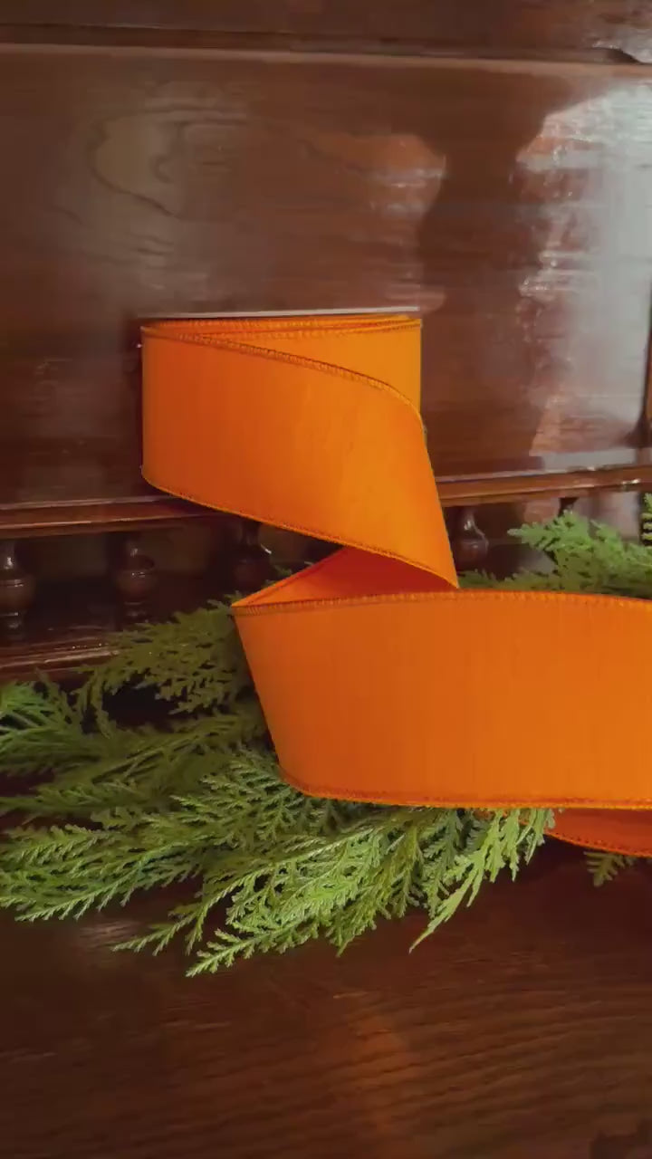 Orange Ribbon Craft Supply for Wreath Making Material for Bow Decoration Design Premium Farrisilk Ribbon Designer Ribbon