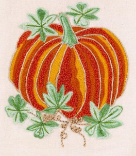 Embroidered Pumpkin Tea Towel