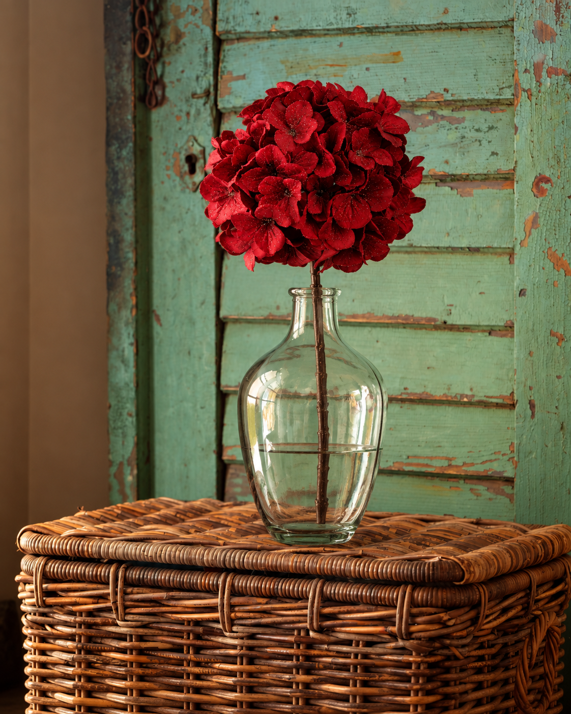 Red Hydrangea Glitter Christmas | 24"