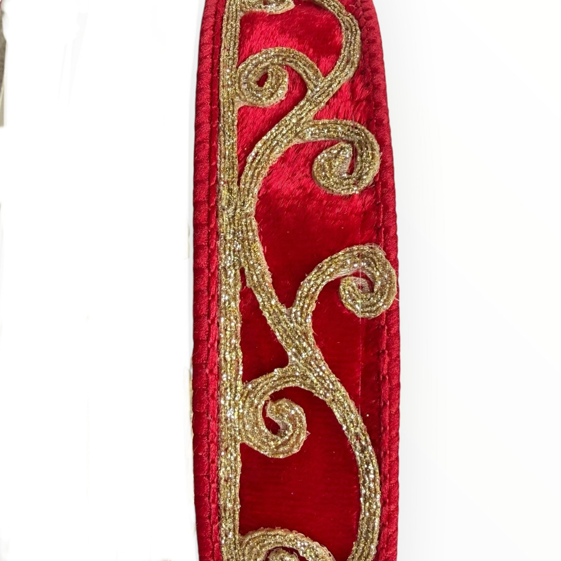 Christmas Wired Ribbon Red Gold Scroll Wreath Ribbon Holiday Decor | D. Stevens